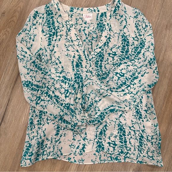 Parker Tops - Parker Teal and White Blouse